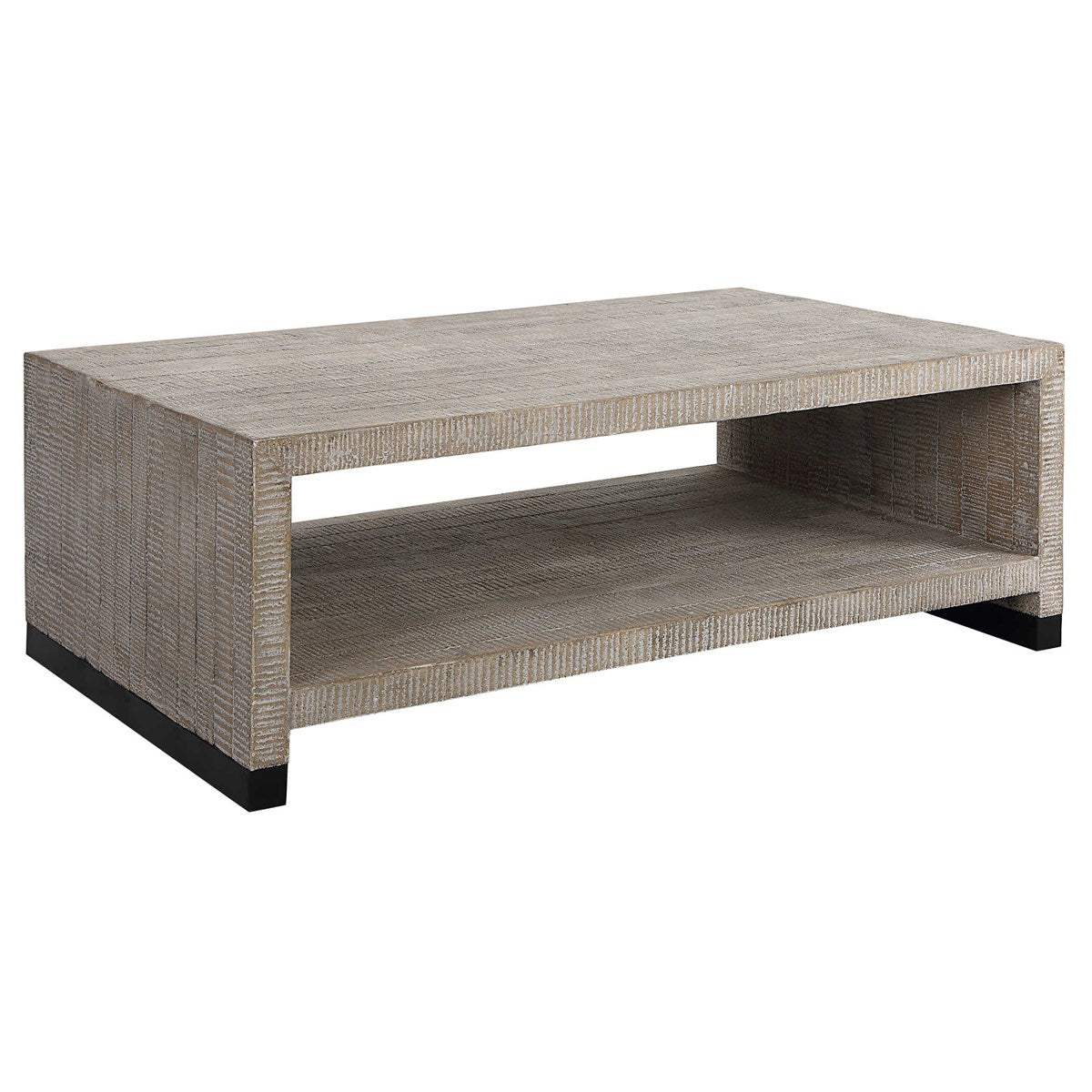 Caelum 54 in. White Washed Wood Coffee Table