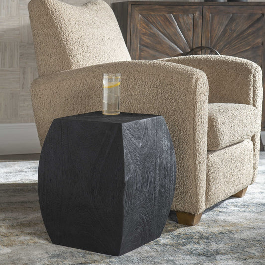 Trento 17 in. Black Grain Wood Accent Table