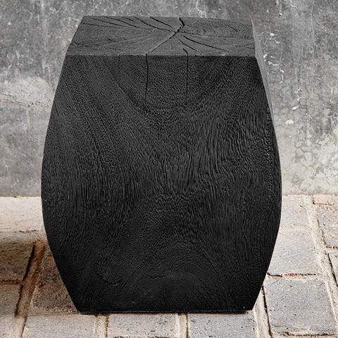 Trento 17 in. Black Grain Wood Accent Table