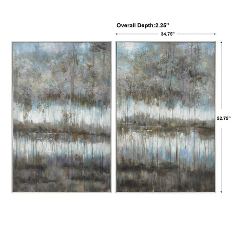 Luigi Gray Reflections 53 in. Hand Painted Canvas - Set of 2
