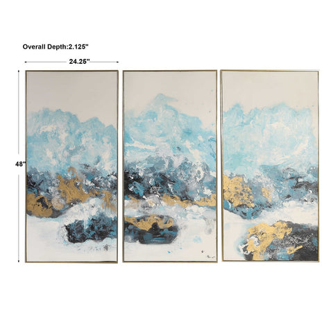 Billows 48 in. Hand Painted Canvas - Set of 3