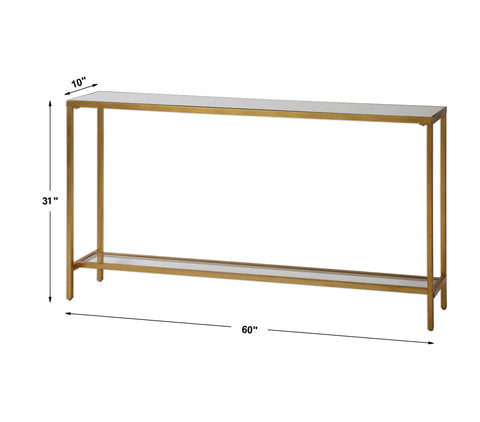 Gold Mirrored 60 in. Console Table