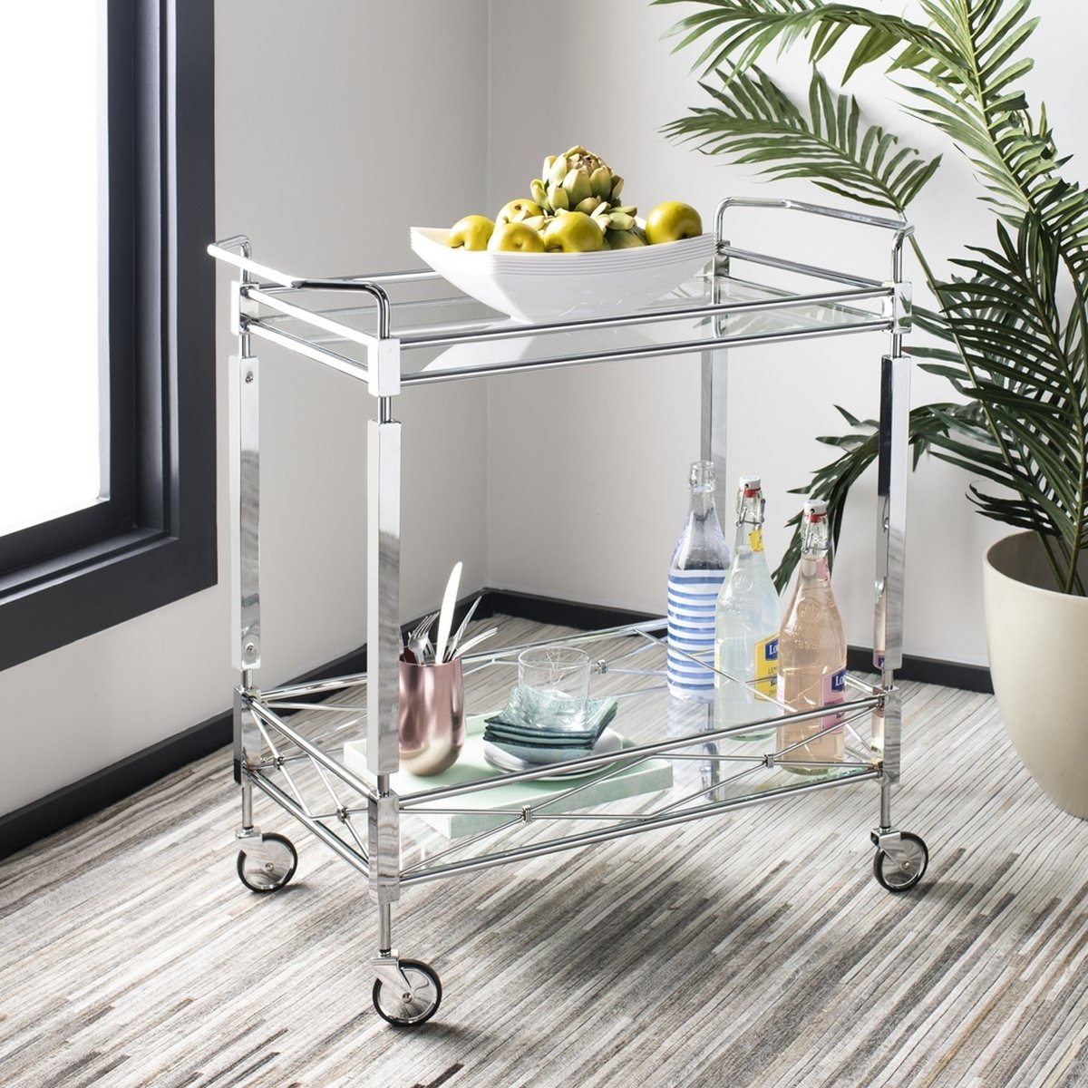 Illina 2 Tier 32 in. Rectangle Bar Cart