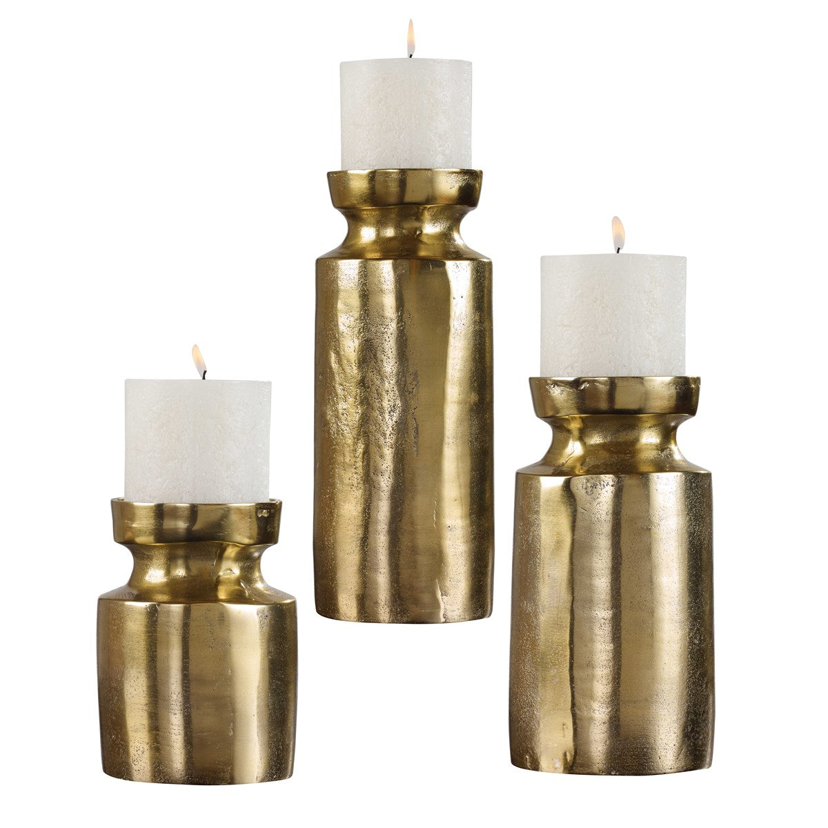 Antique Brass Candleholder - Set of 3