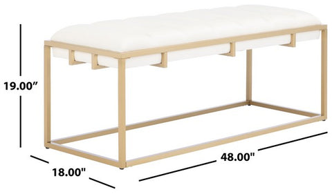 Blaise Channel Tufted Bench - Cream Velvet