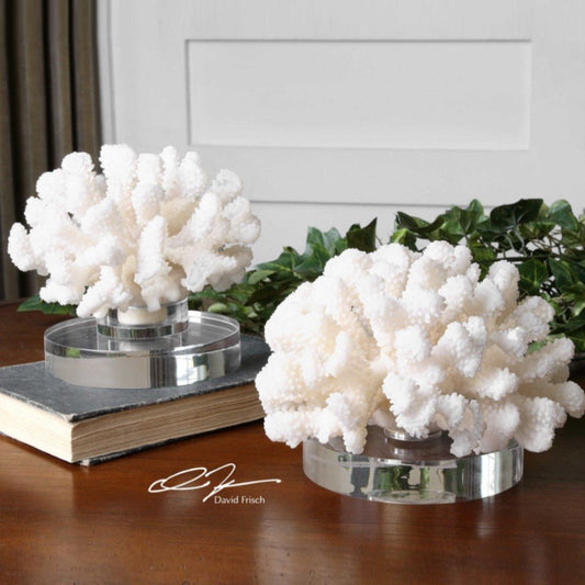 Breton White Coral Sculpture - Set of 2