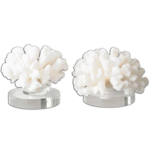 Breton White Coral Sculpture - Set of 2