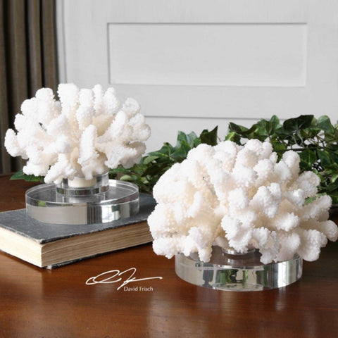 Breton White Coral Sculpture - Set of 2