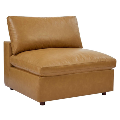 Alanzo 158 in. Leather 4-Seater Sofa - Tan