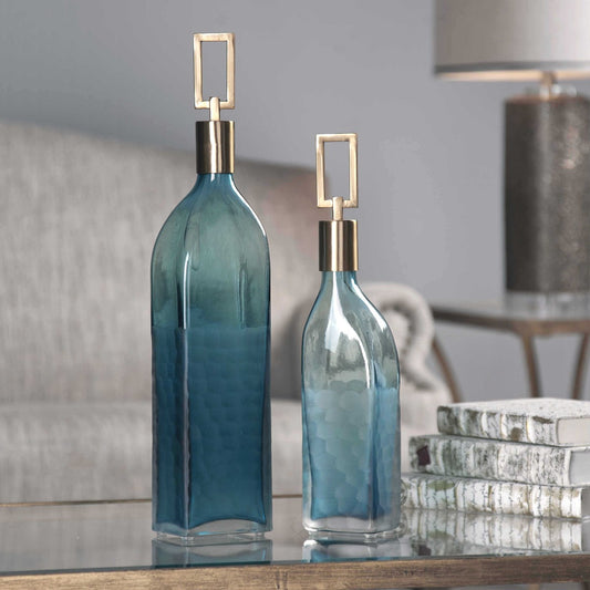 Marin Teal Bottles - Set of 2