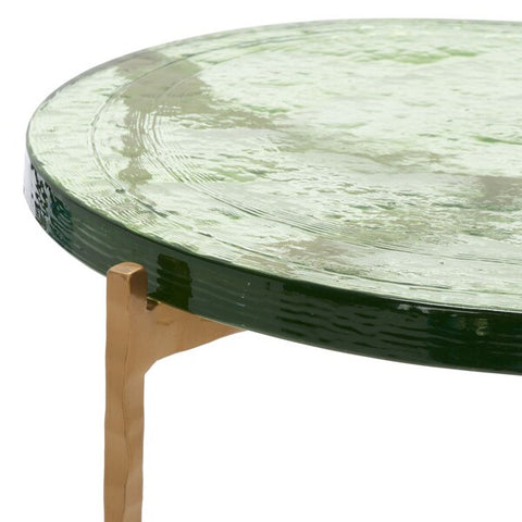 Emerald Cast Glass 19 in. Accent Table