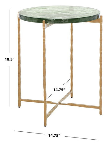 Emerald Cast Glass 19 in. Accent Table