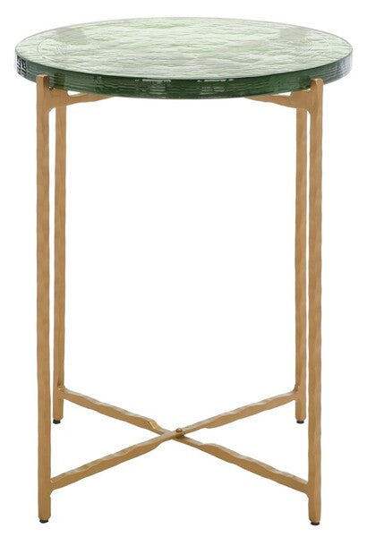 Emerald Cast Glass 19 in. Accent Table