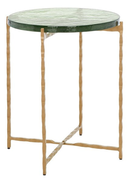 Emerald Cast Glass 19 in. Accent Table