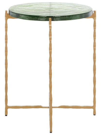 Emerald Cast Glass 19 in. Accent Table